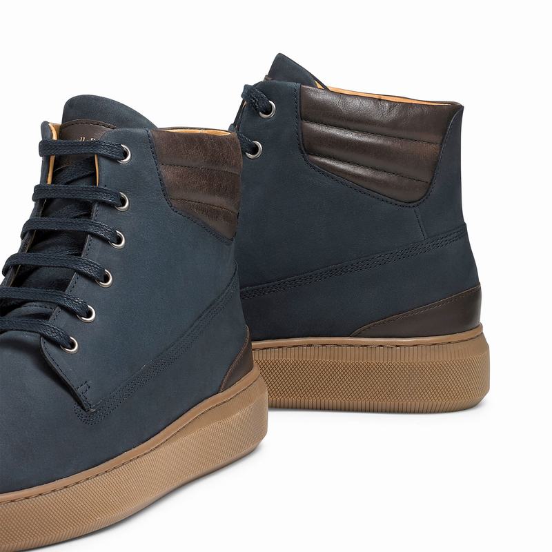 Blue Russell And Bromley Landmark Men's High Top Sneakers | VXB4412UF