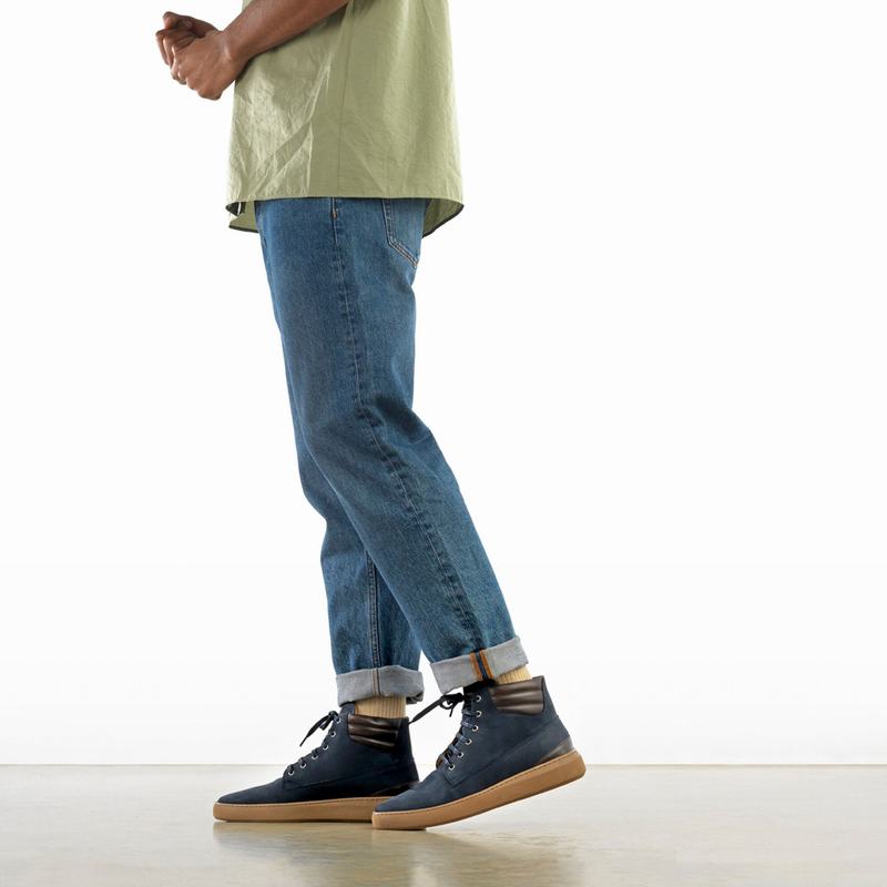 Blue Russell And Bromley Landmark Men's High Top Sneakers | VXB4412UF