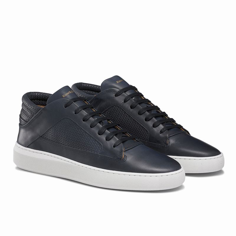 Blue Russell And Bromley Milestone Men's Mid Top Sneakers | AOX756JT