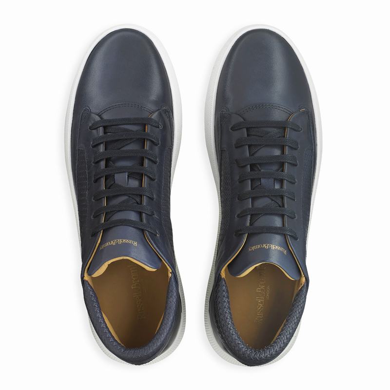 Blue Russell And Bromley Milestone Men's Mid Top Sneakers | AOX756JT