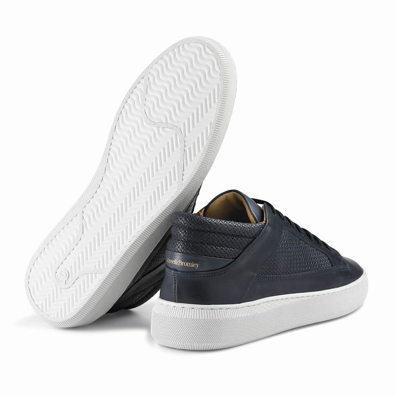 Blue Russell And Bromley Milestone Men's Mid Top Sneakers | AOX756JT