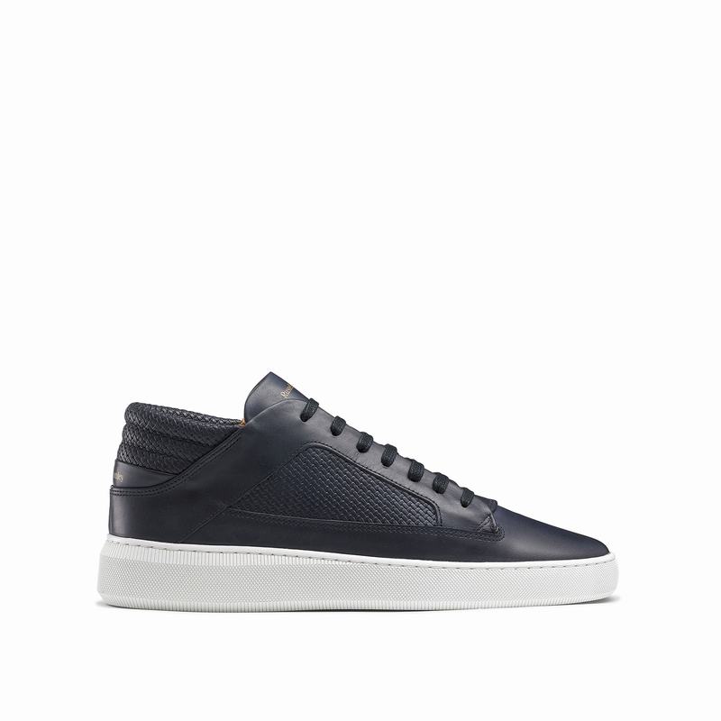 Blue Russell And Bromley Milestone Men\'s Mid Top Sneakers | AOX756JT