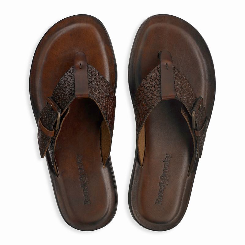 Brown Russell And Bromley Buckle Up Men's Sandals | AFN732LS