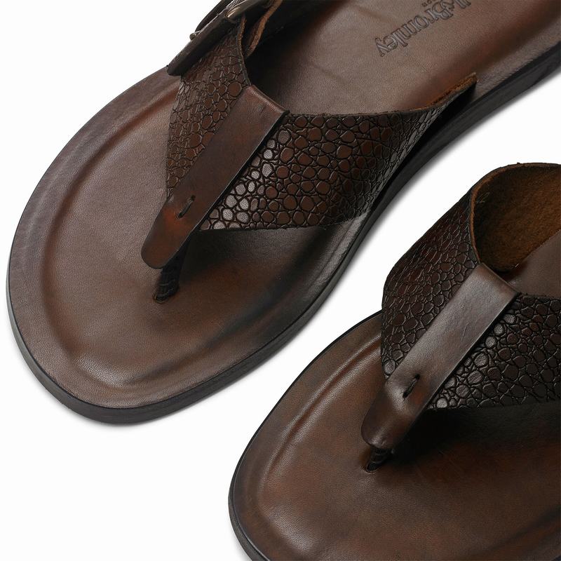 Brown Russell And Bromley Buckle Up Men's Sandals | AFN732LS