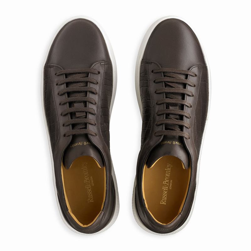 Brown Russell And Bromley Clear Run Men's Low Top Sneakers | QRD754VE