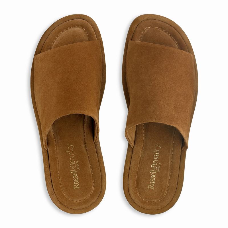 Brown Russell And Bromley Flat Bed Men's Sliders | OLH8434HK