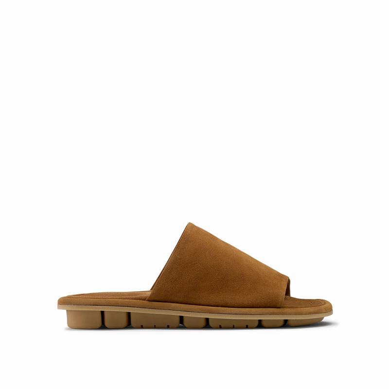 Brown Russell And Bromley Flat Bed Men\'s Sliders | OLH8434HK