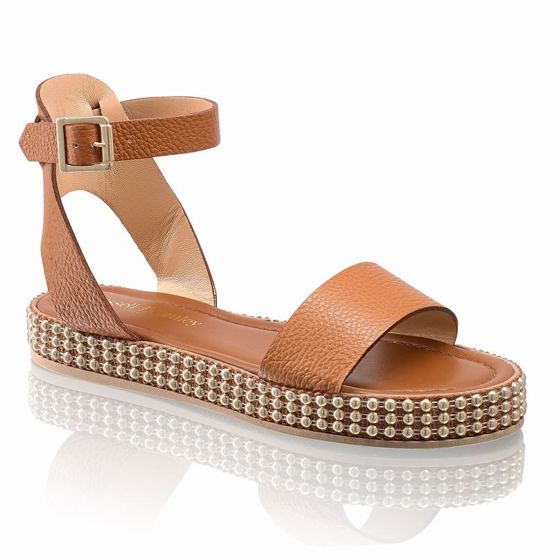 Brown Russell And Bromley Gold Coast Women's Wedge Sandals | PKK9340FG