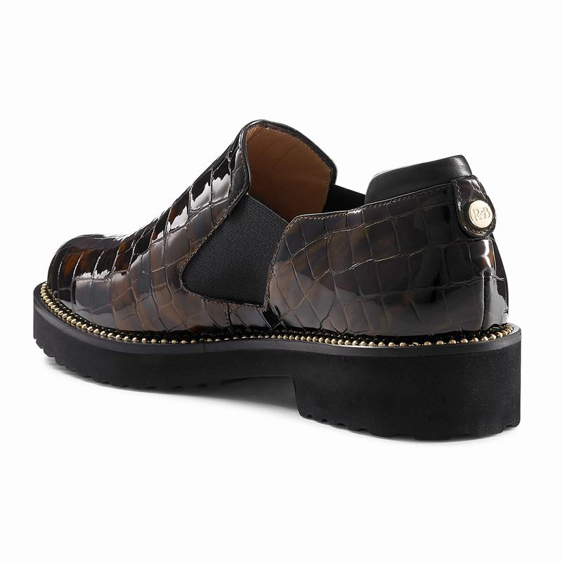 Brown Russell And Bromley Grid Women's Loafers | KAM3649OL