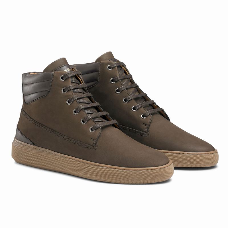 Brown Russell And Bromley Landmark Men's High Top Sneakers | QNX5764PB