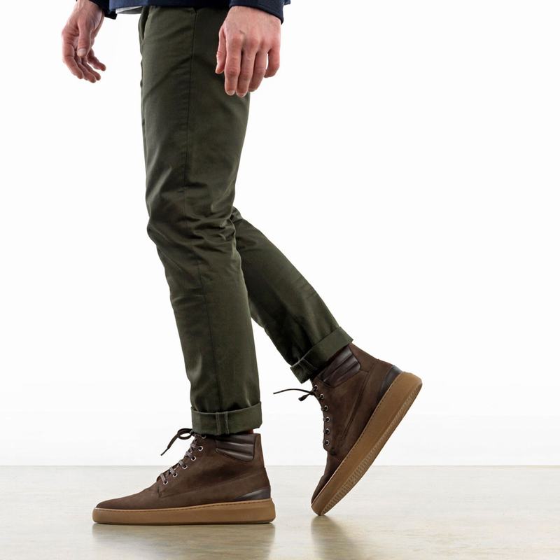 Brown Russell And Bromley Landmark Men's High Top Sneakers | QNX5764PB