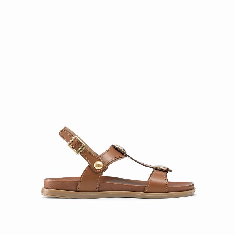 Brown Russell And Bromley Laura Women\'s Flat Sandals | NDB734RQ