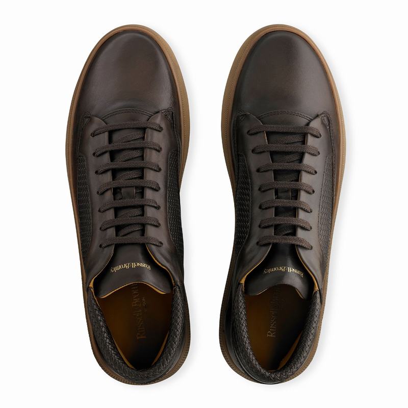 Brown Russell And Bromley Milestone Men's Mid Top Sneakers | XQH2411ZR