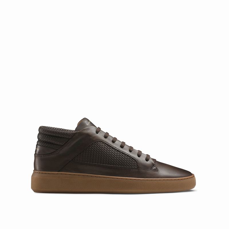 Brown Russell And Bromley Milestone Men\'s Mid Top Sneakers | XQH2411ZR