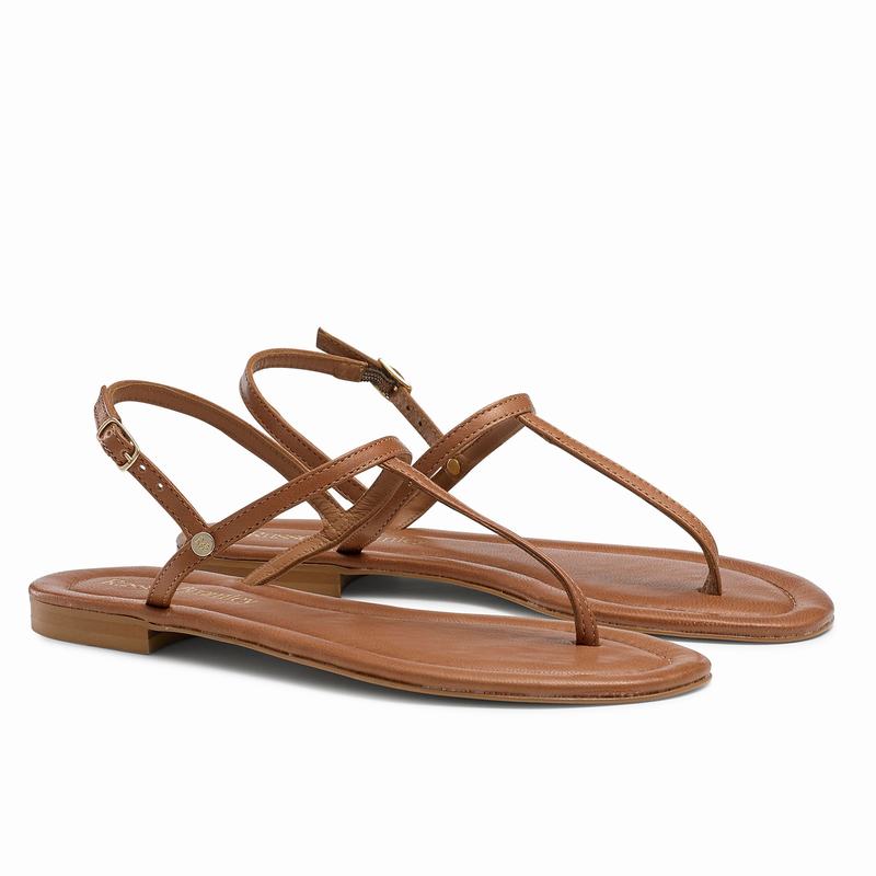 Brown Russell And Bromley Pearl Women's Flat Sandals | SBJ229PH