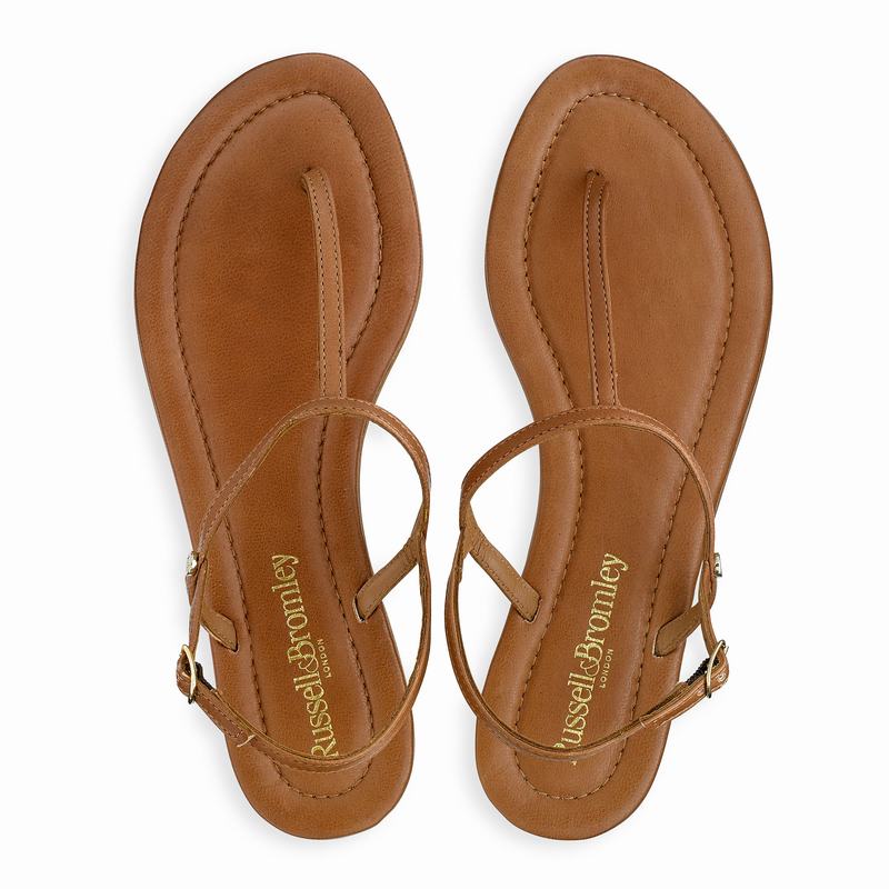 Brown Russell And Bromley Pearl Women's Flat Sandals | SBJ229PH