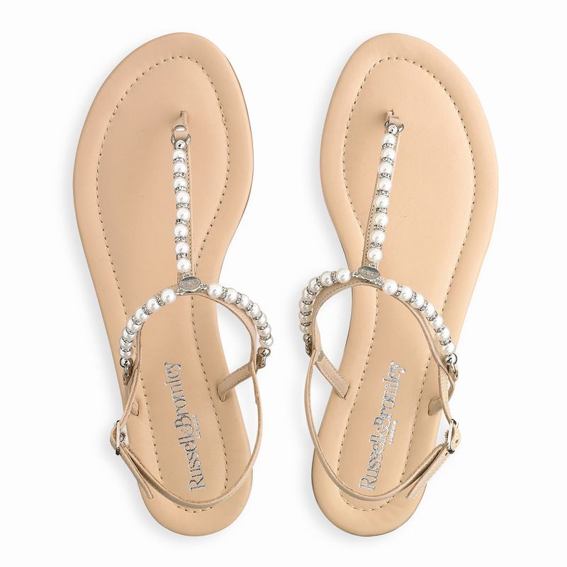 Brown Russell And Bromley Pearly Women's Flat Sandals | PBV445UM