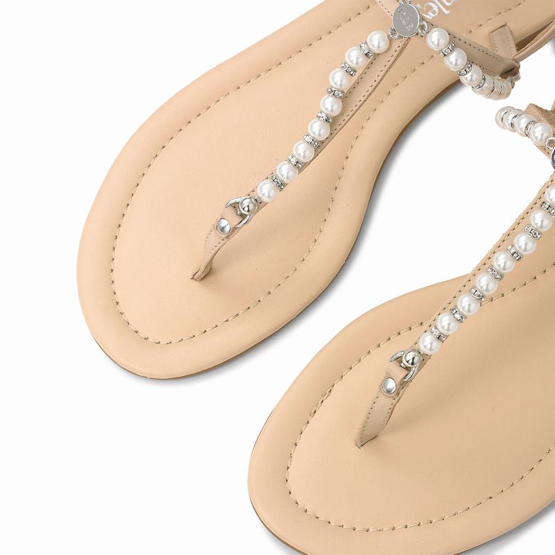 Brown Russell And Bromley Pearly Women's Flat Sandals | PBV445UM