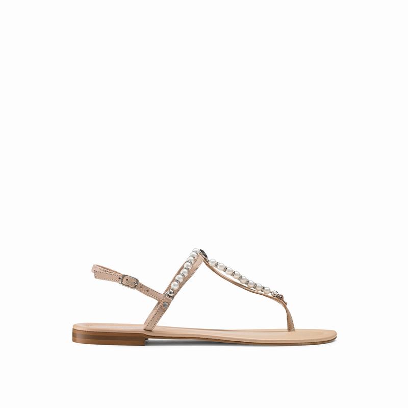Brown Russell And Bromley Pearly Women\'s Flat Sandals | PBV445UM