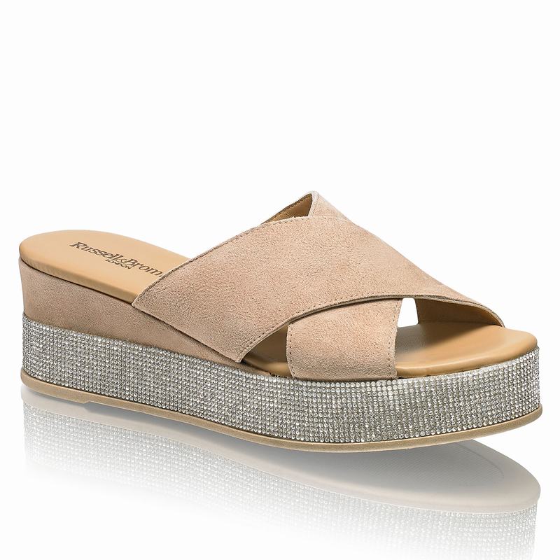 Brown Russell And Bromley Plaza Luxe Women's Wedge Sandals | ZRC9521KX
