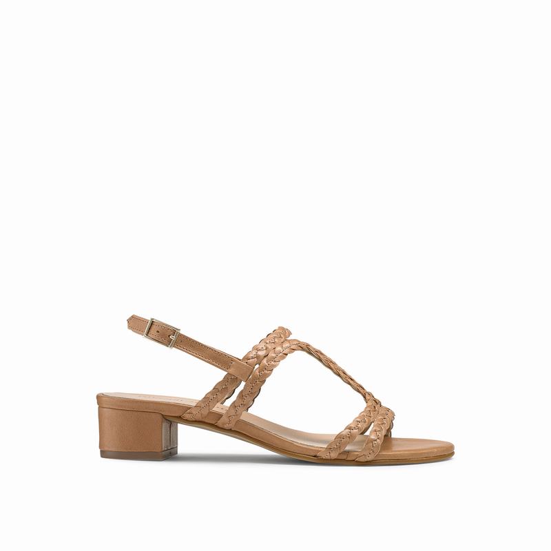 Brown Russell And Bromley Twister Women\'s Heeled Sandals | VAU9071IB