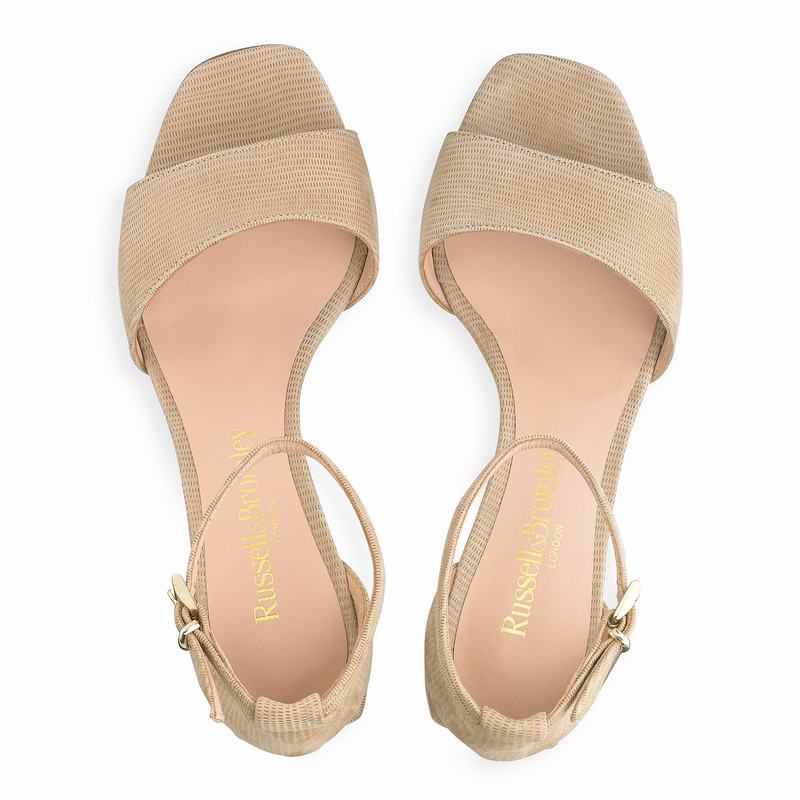 Brown Russell And Bromley Twothebar Women's Heeled Sandals | NQA9933TT