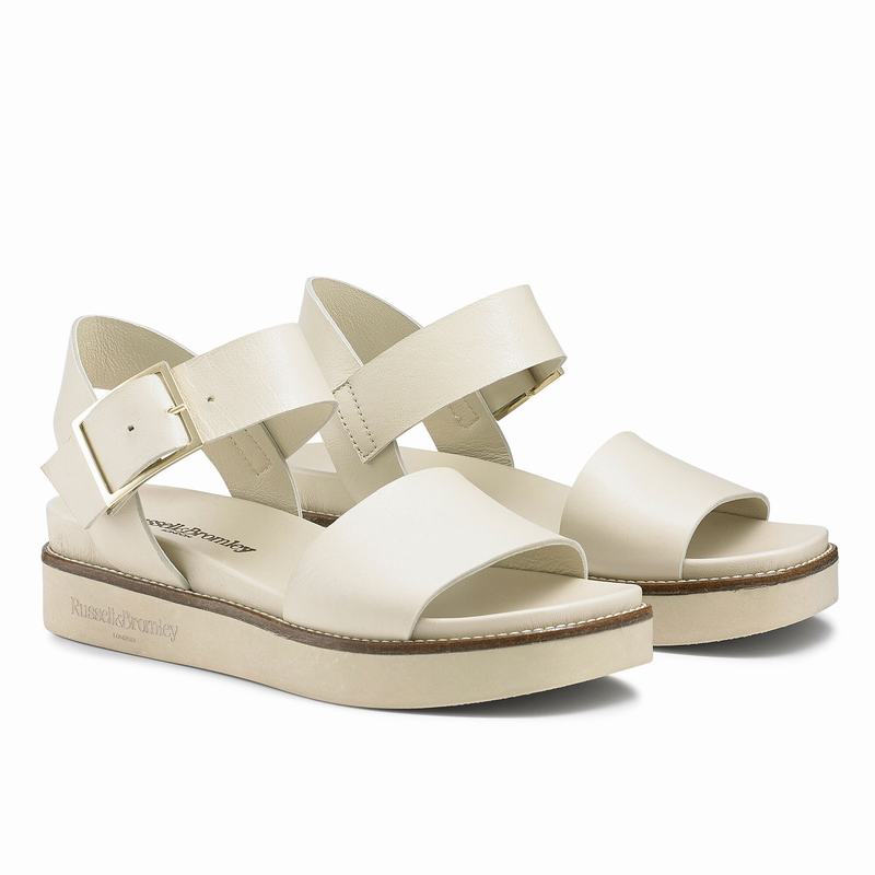 Cream White Russell And Bromley Boston Women's Wedge Sandals | XXD1496VV
