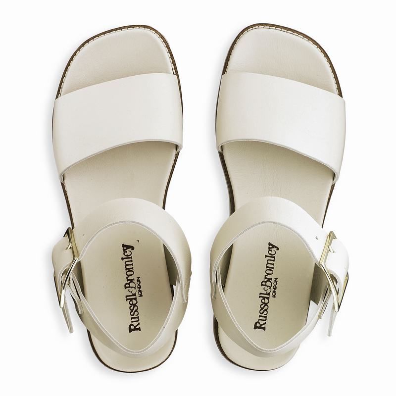 Cream White Russell And Bromley Boston Women's Wedge Sandals | XXD1496VV
