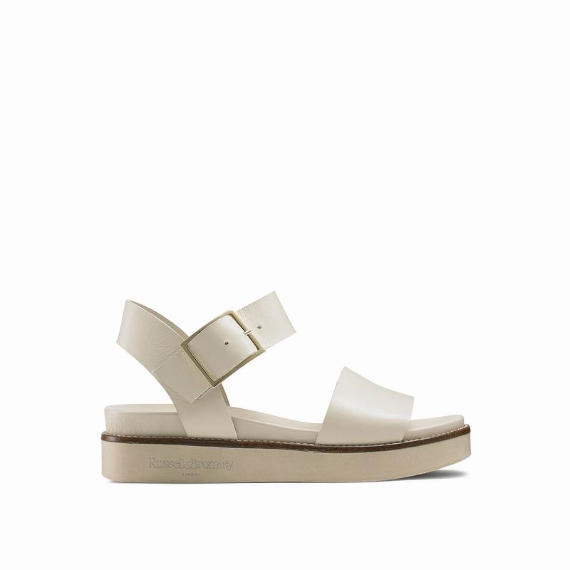 Cream White Russell And Bromley Boston Women\'s Wedge Sandals | XXD1496VV