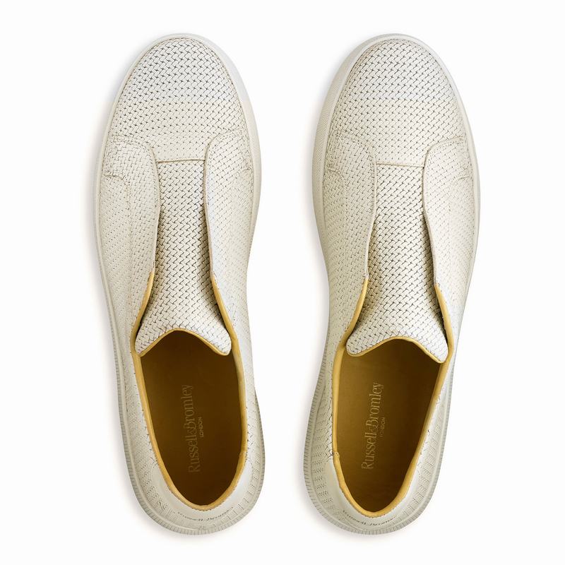 Cream White Russell And Bromley Clearway M Men's Low Top Sneakers | HIF1714KT