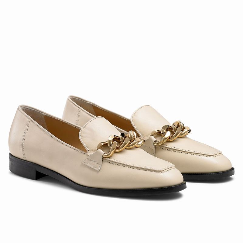Cream White Russell And Bromley Keychain Women's Loafers | JME7750MA
