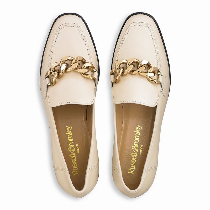 Cream White Russell And Bromley Keychain Women's Loafers | JME7750MA