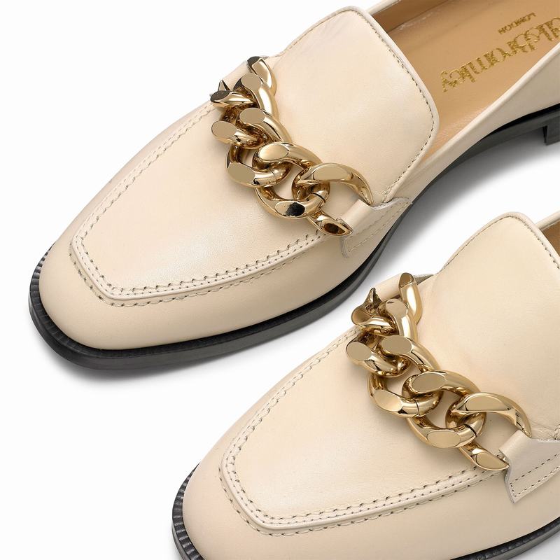 Cream White Russell And Bromley Keychain Women's Loafers | JME7750MA