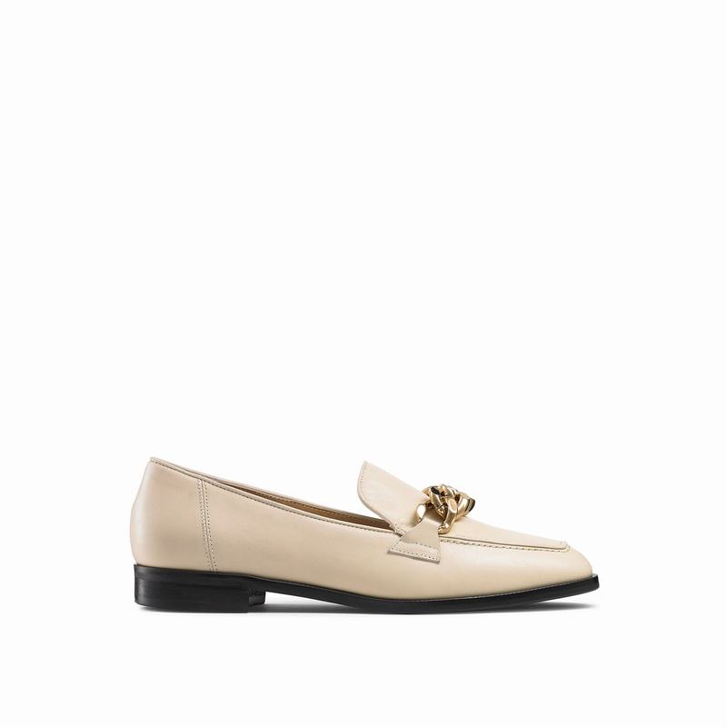 Cream White Russell And Bromley Keychain Women\'s Loafers | JME7750MA