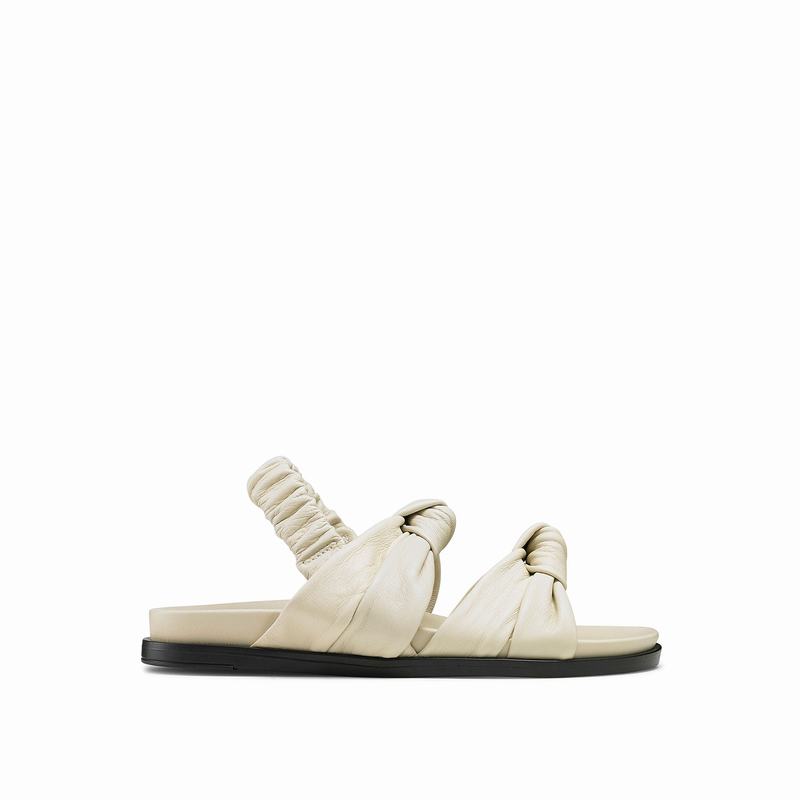 Cream White Russell And Bromley Knottie Women's Flat Sandals | VTM5114DF