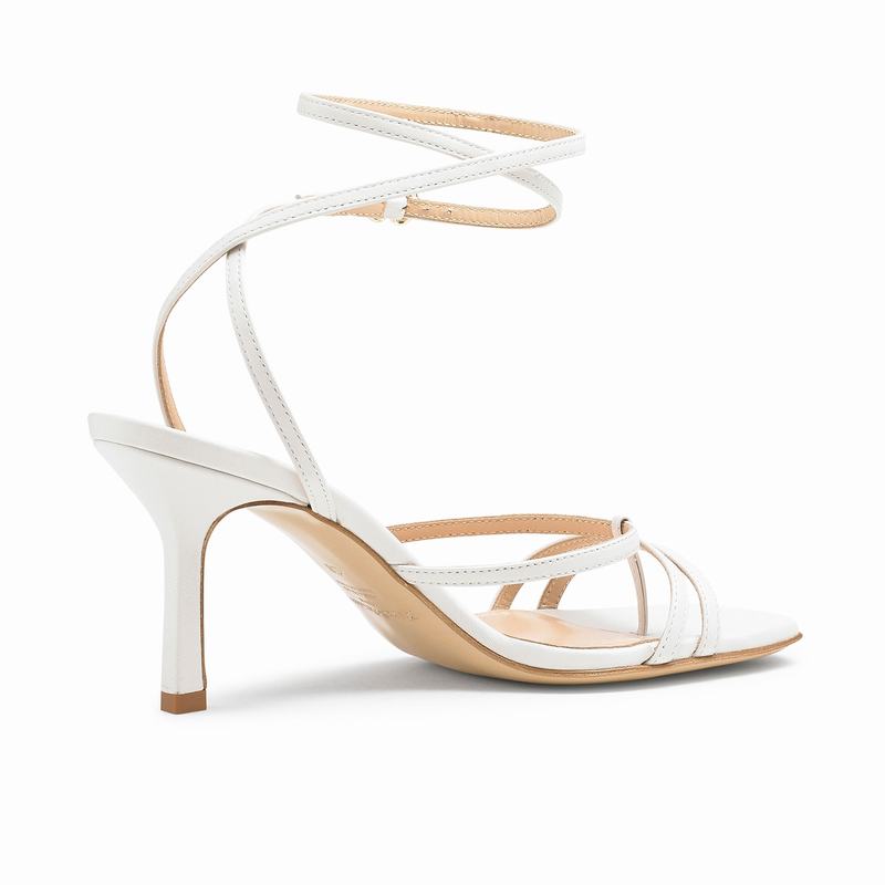 Cream White Russell And Bromley Martini Women's Heeled Sandals | AKC249HJ