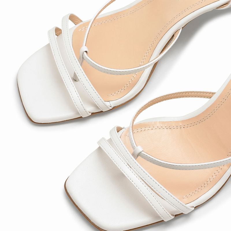 Cream White Russell And Bromley Martini Women's Heeled Sandals | AKC249HJ