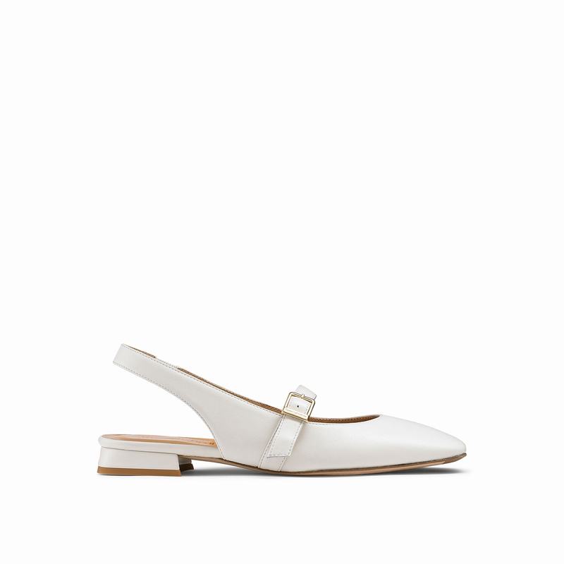 Cream White Russell And Bromley Miss Mary Women\'s Dress Flats | GEV531SM