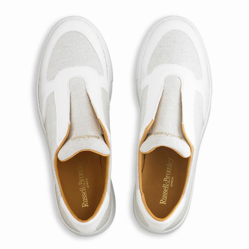 Cream White Russell And Bromley Park Ave Women's Platform Sneakers | DVQ8939NA