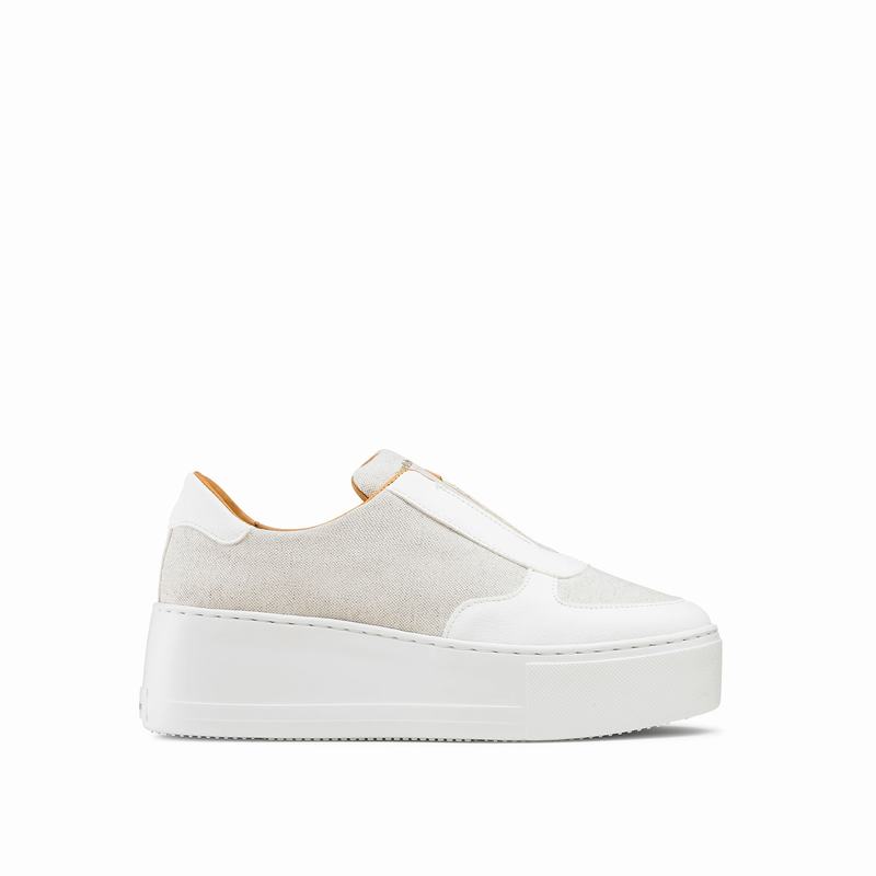 Cream White Russell And Bromley Park Ave Women\'s Platform Sneakers | DVQ8939NA