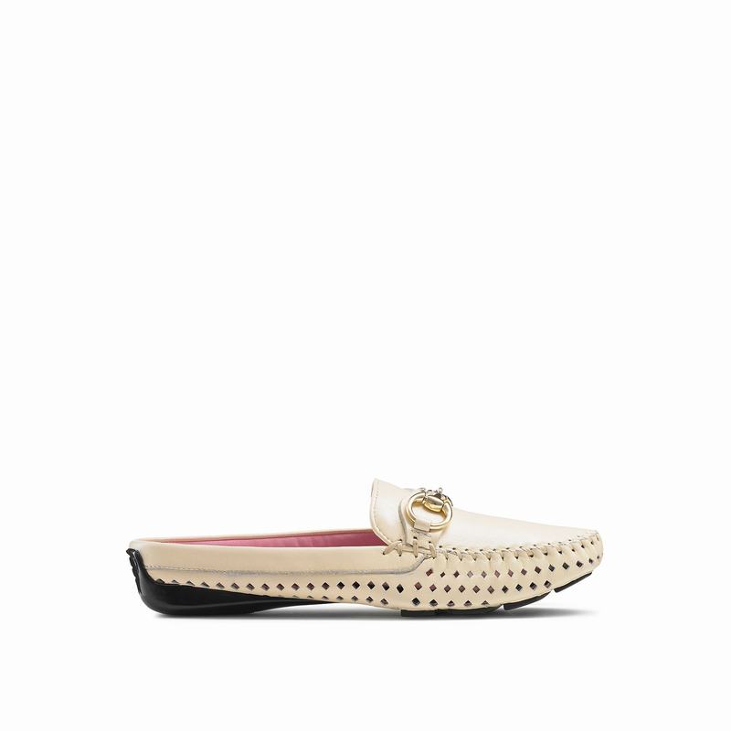 Cream White Russell And Bromley Perlamule Women\'s Driving Shoes | OUD8764LT