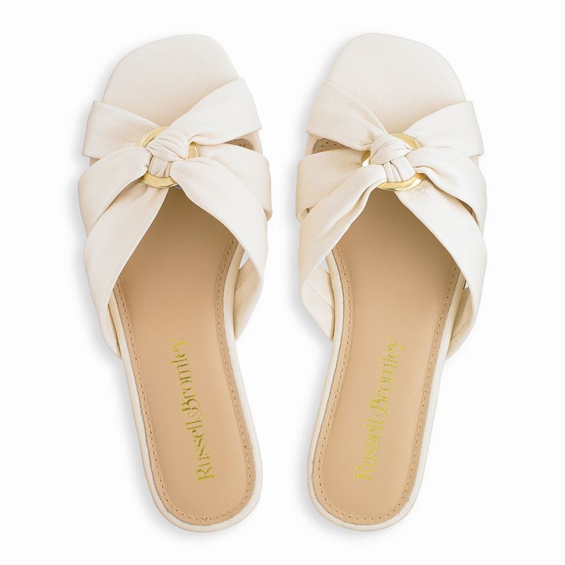 Cream White Russell And Bromley Softknot Women's Mules | UOF5469DD