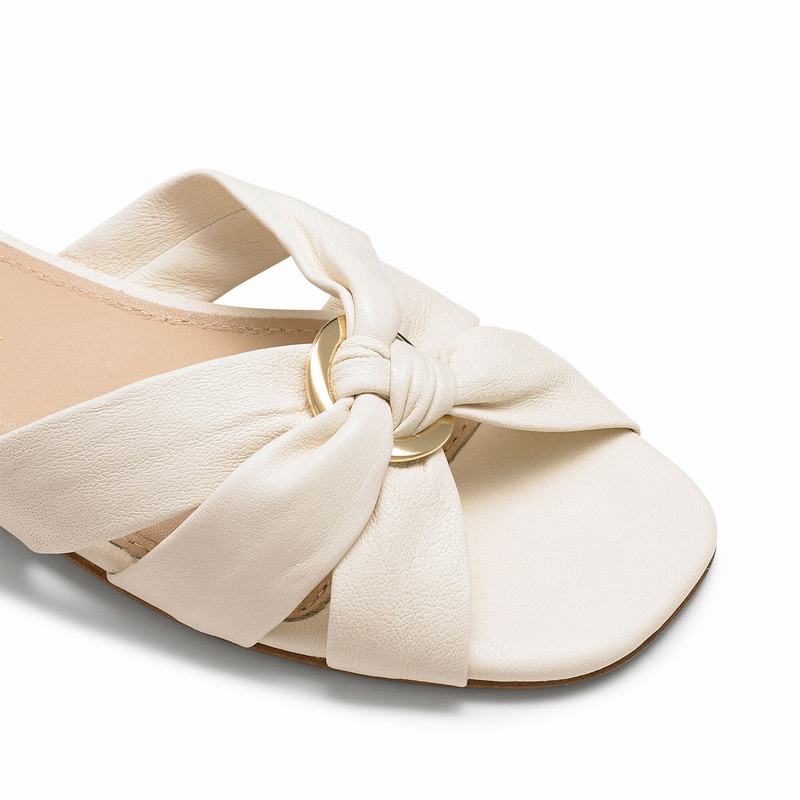 Cream White Russell And Bromley Softknot Women's Mules | UOF5469DD