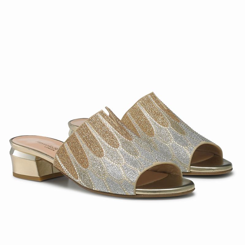 Gold Russell And Bromley Feathers Women's Mules | WPO4931MS
