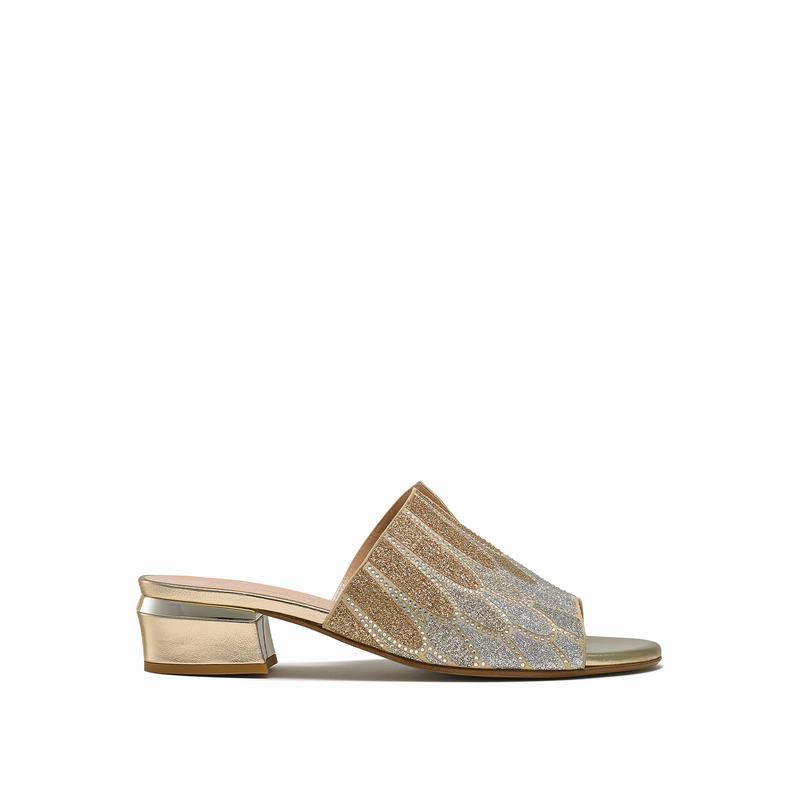 Gold Russell And Bromley Feathers Women\'s Mules | WPO4931MS