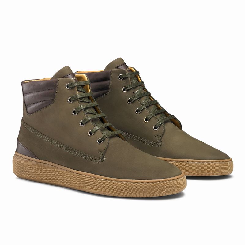 Green Russell And Bromley Landmark Men's High Top Sneakers | ETN3958GI