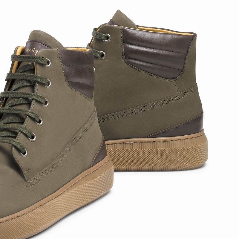 Green Russell And Bromley Landmark Men's High Top Sneakers | ETN3958GI