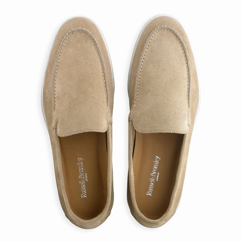 Khaki Russell And Bromley Carmel Men's Slip On Shoes | KXJ4325NN