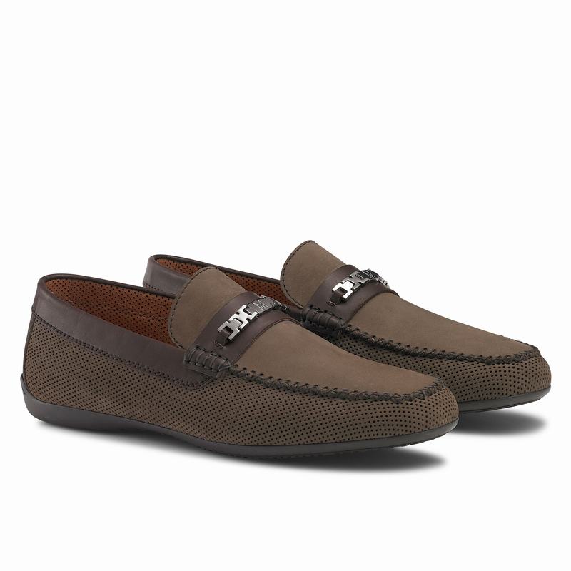 Khaki Russell And Bromley Crossover Men's Loafers | UZE2977AT