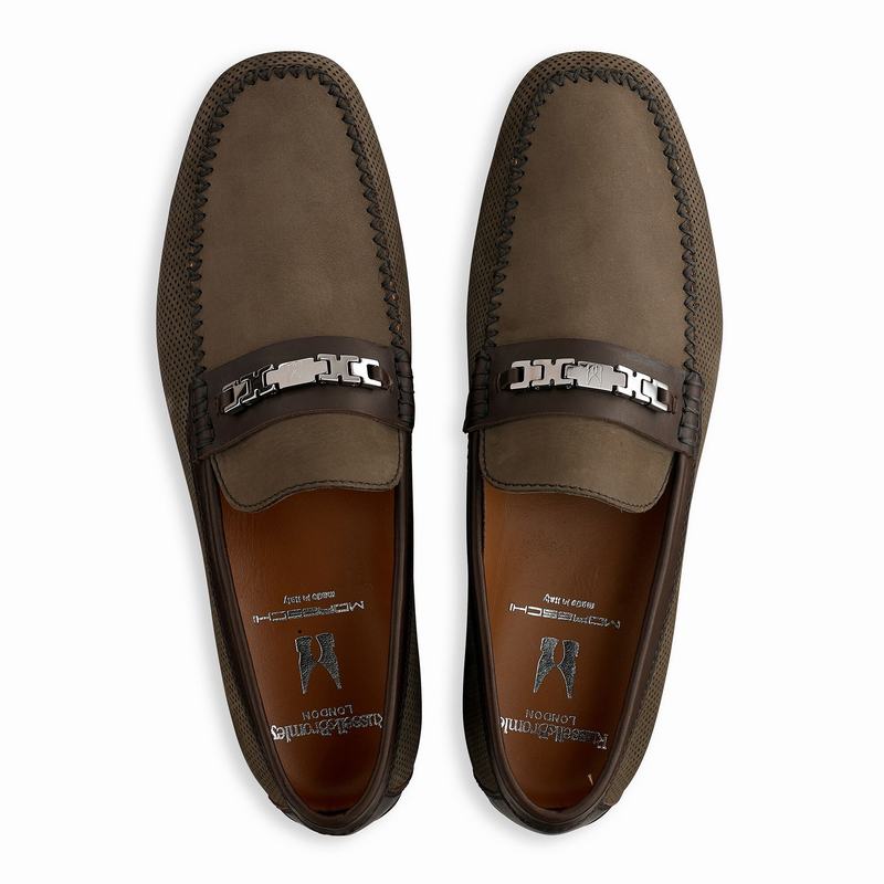 Khaki Russell And Bromley Crossover Men's Loafers | UZE2977AT
